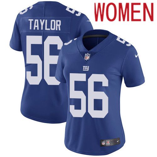 Women New York Giants 56 Lawrence Taylor Nike Blue Vapor Limited NFL Jersey